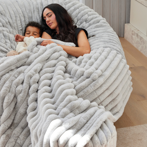 Blanket ~ Grey Ribbed