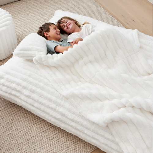 Blanket ~ White Ribbed