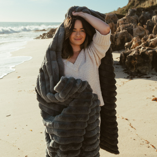 Cloud Blanket ~ Charcoal Ribbed
