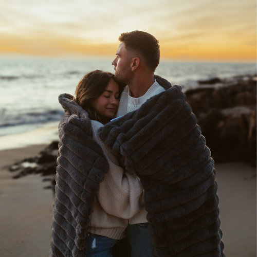 Cloud Blanket ~ Charcoal Ribbed
