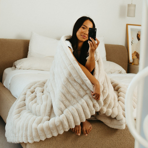Cloud Blanket ~ Taupe Ribbed