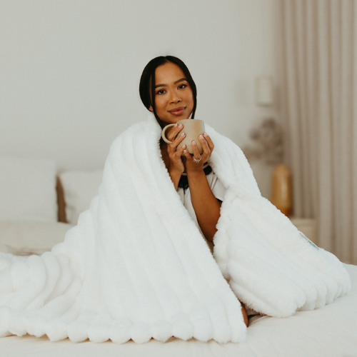 Cloud Blanket ~ White Ribbed