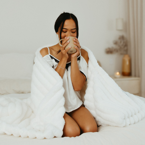 Cloud Blanket ~ White Ribbed