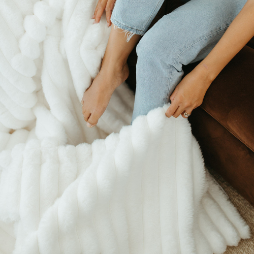 Cloud Blanket ~ White Ribbed