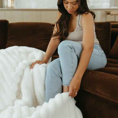 Cloud Blanket ~ White Ribbed