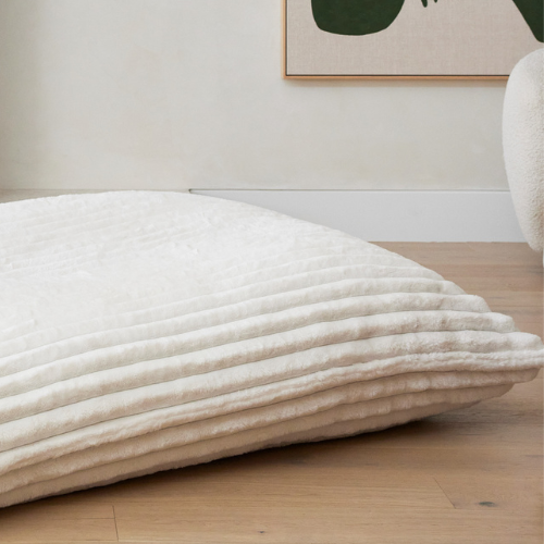 Cloud Cover in White Ribbed Faux Fur