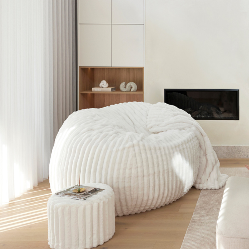 Cloud Cover in White Ribbed Faux Fur