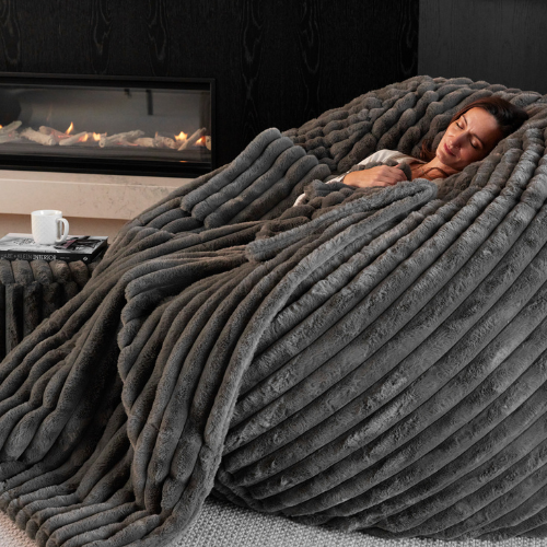 Cloud Blanket ~ Charcoal Ribbed