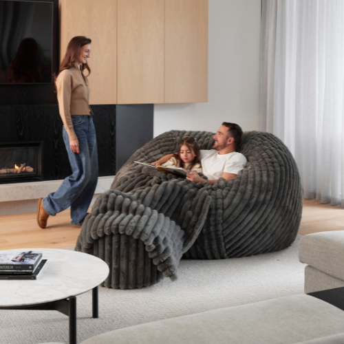 Haven Cloud (XL) Bundle - Charcoal Ribbed Faux Fur