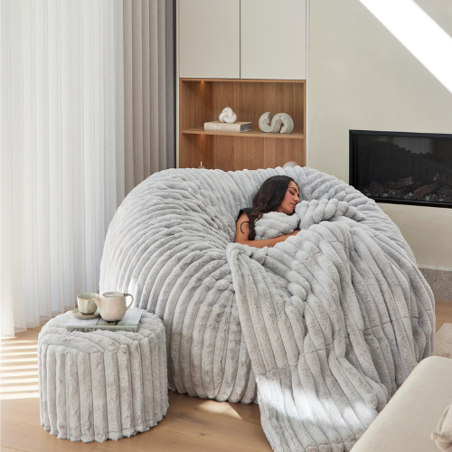 Haven Cloud (XL) Bundle - Grey Ribbed Faux Fur [WAREHOUSE SALE]