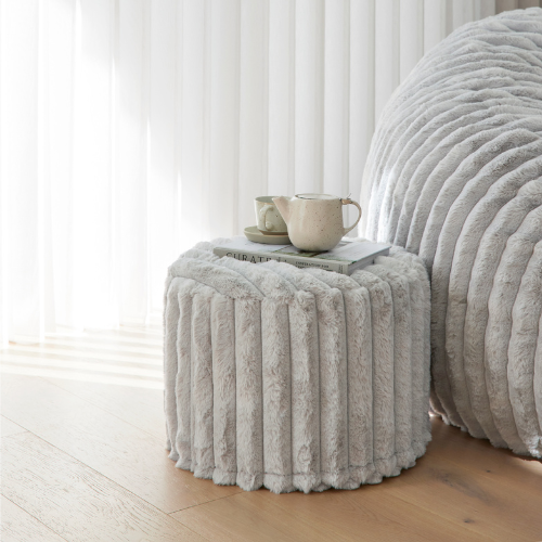 Ottoman ~ Grey Ribbed