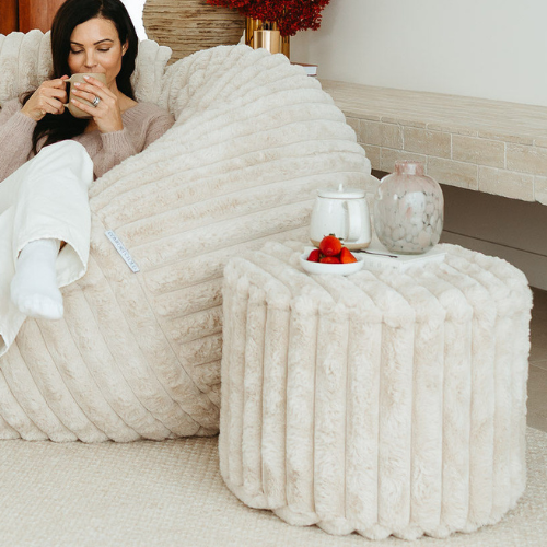 Ottoman Cover ~ Taupe Ribbed