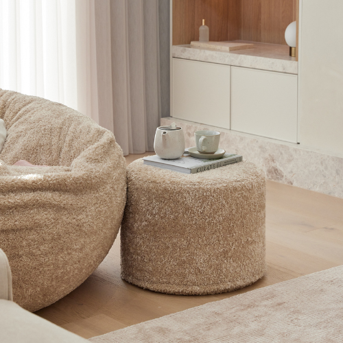 Ottoman Cover in Biscotti Teddy