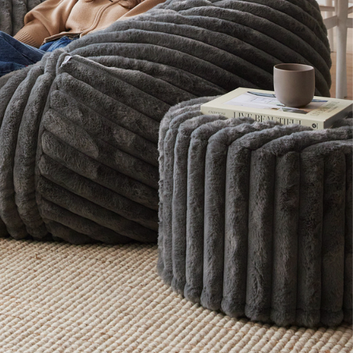 Ottoman ~ Charcoal Ribbed