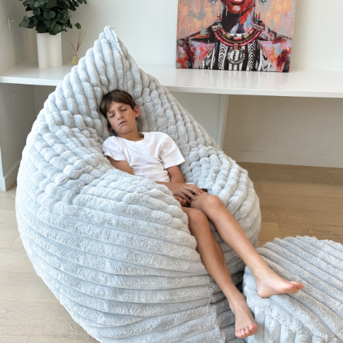 Crash Cloud Bundle - Grey Ribbed Faux Fur